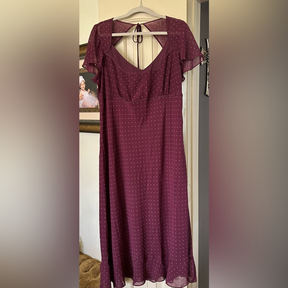 Burgundy Polka Dot Dress